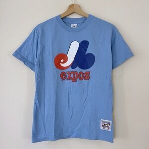 Vintage Y2k Montreal Expos MLB Baseball Graphic Blue Tee Shirt - Small